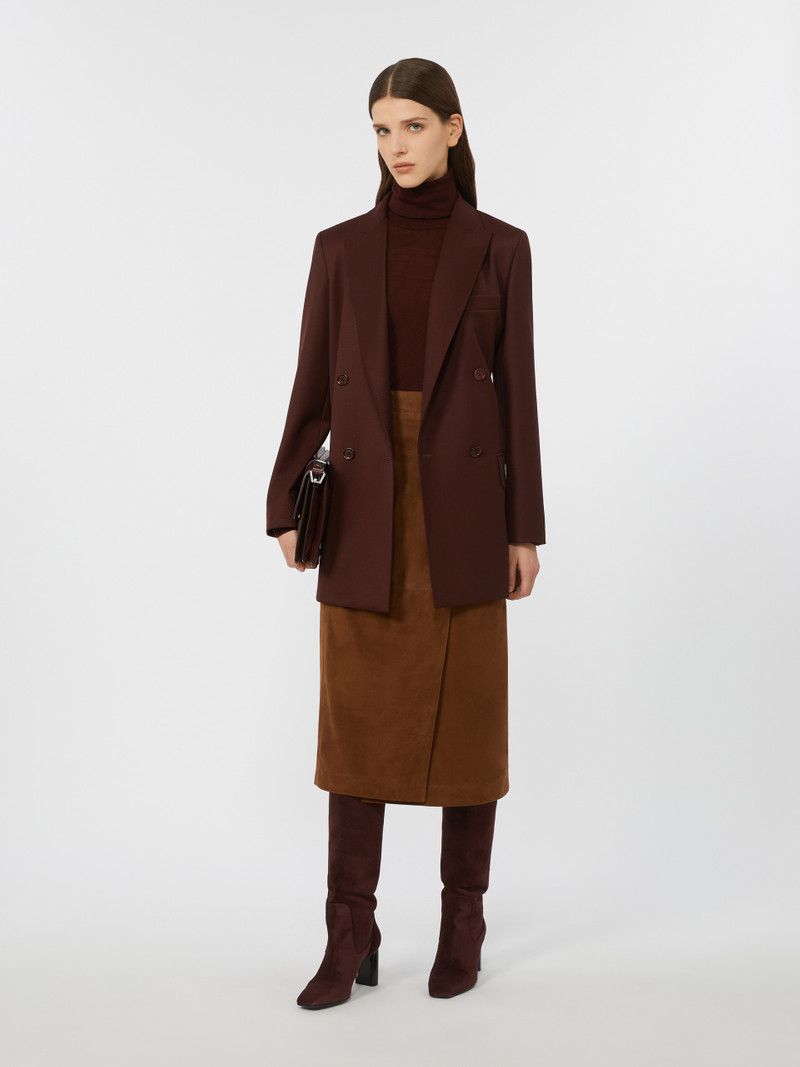Max Mara JEREZ Suede pencil skirt outlook