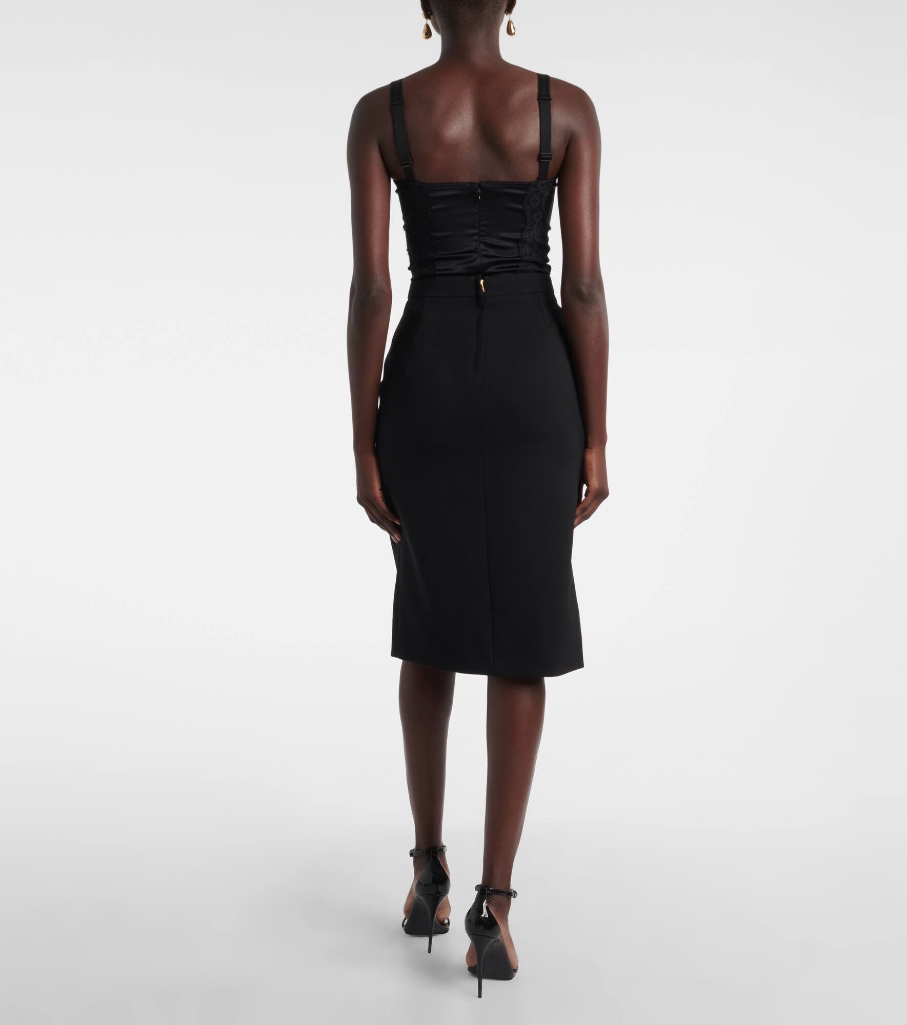 High-rise wool midi skirt - 3