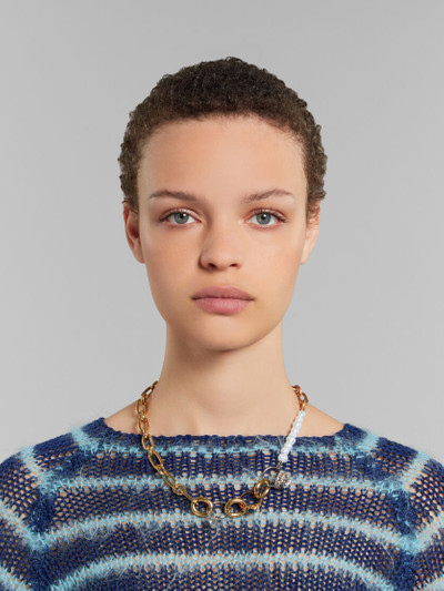 Marni MIXED LINK CHAIN NECKLACE WITH PEARLS AND RINGS outlook