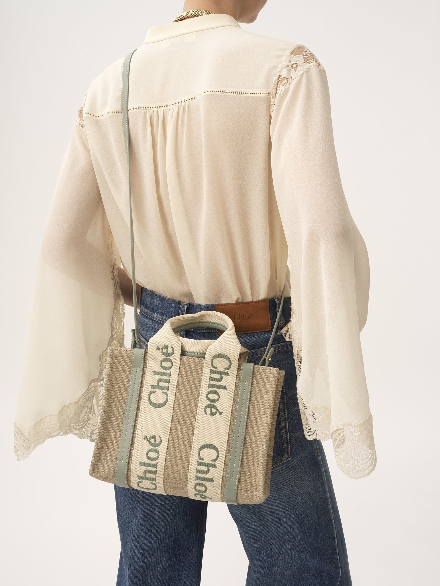 SMALL WOODY TOTE BAG IN LINEN - 2