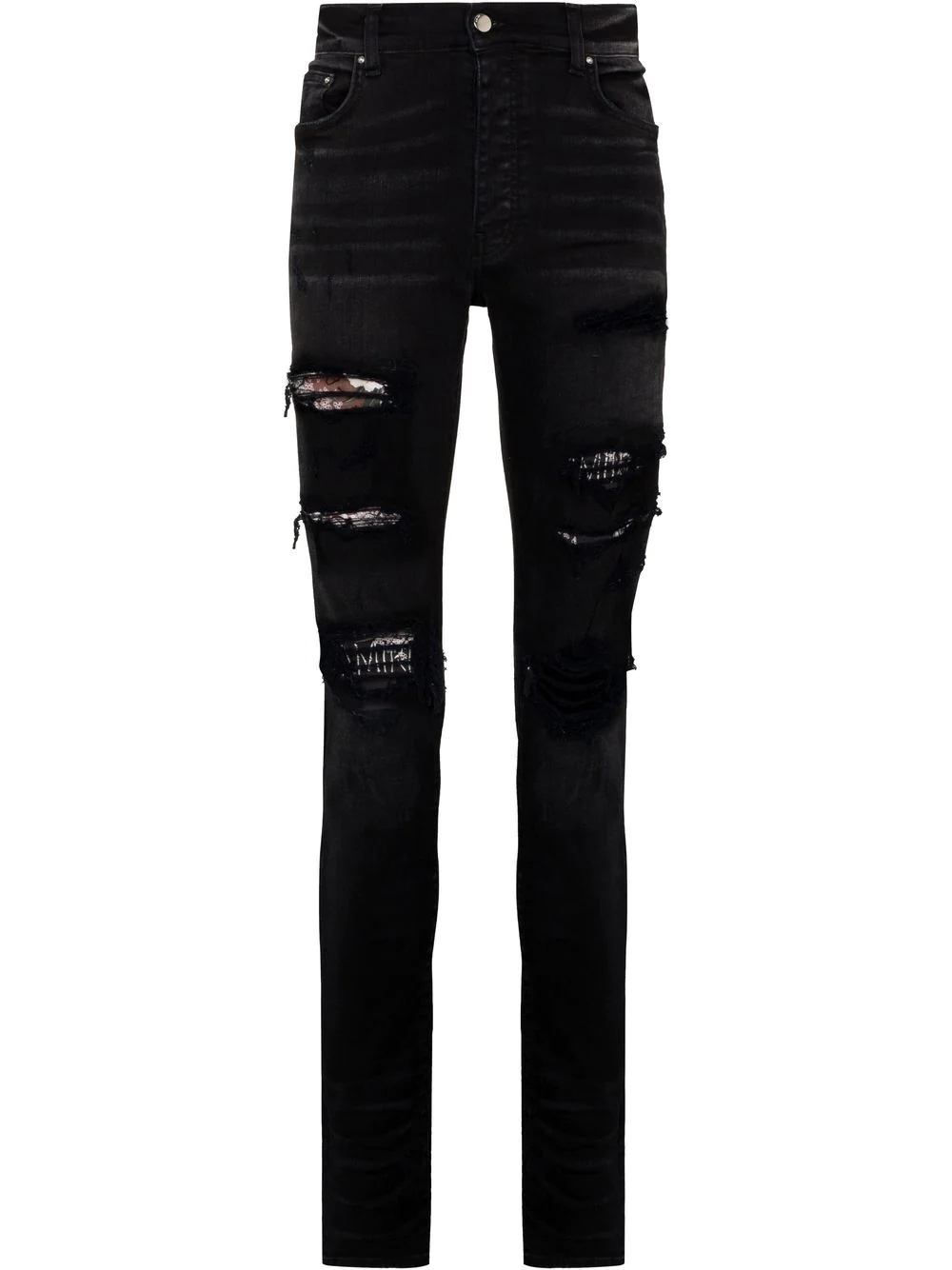 Hibiscus art patch skinny jeans - 1