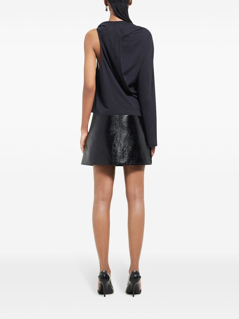 Oblique vinyl mini skirt - 4