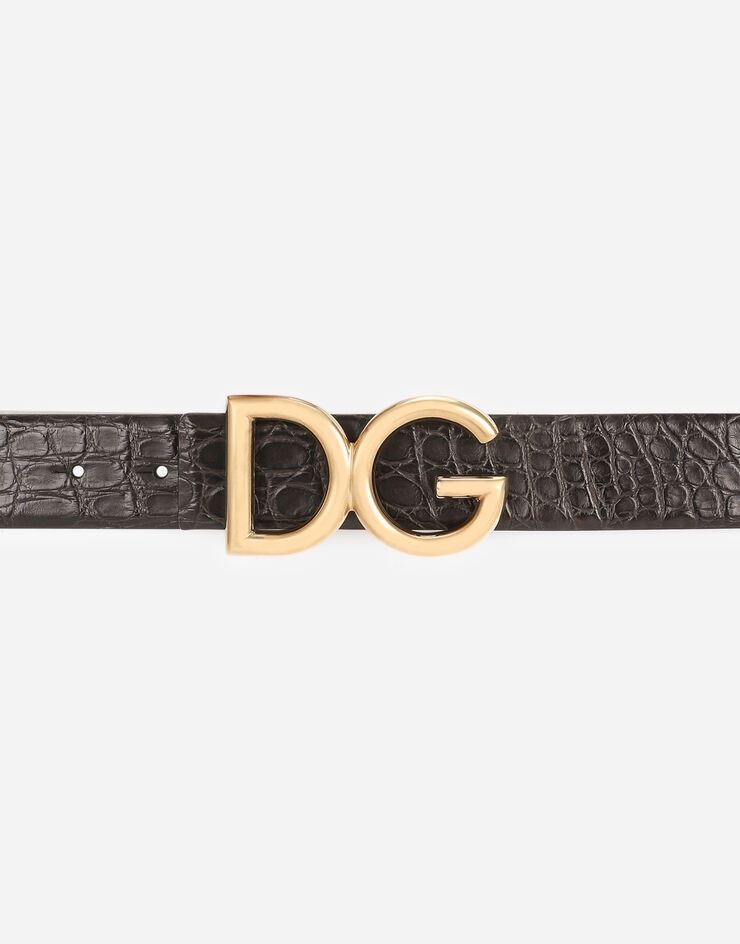 Crocodile flank nappa belt with DG logo - 3