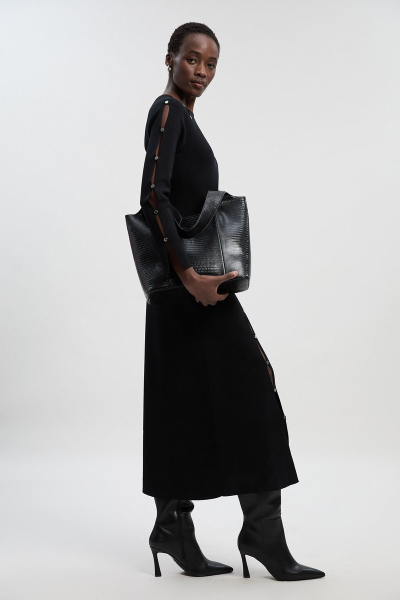 KAREN MILLEN Petite Viscose Blend Stud Keyhole Detail Knit Maxi Dress outlook