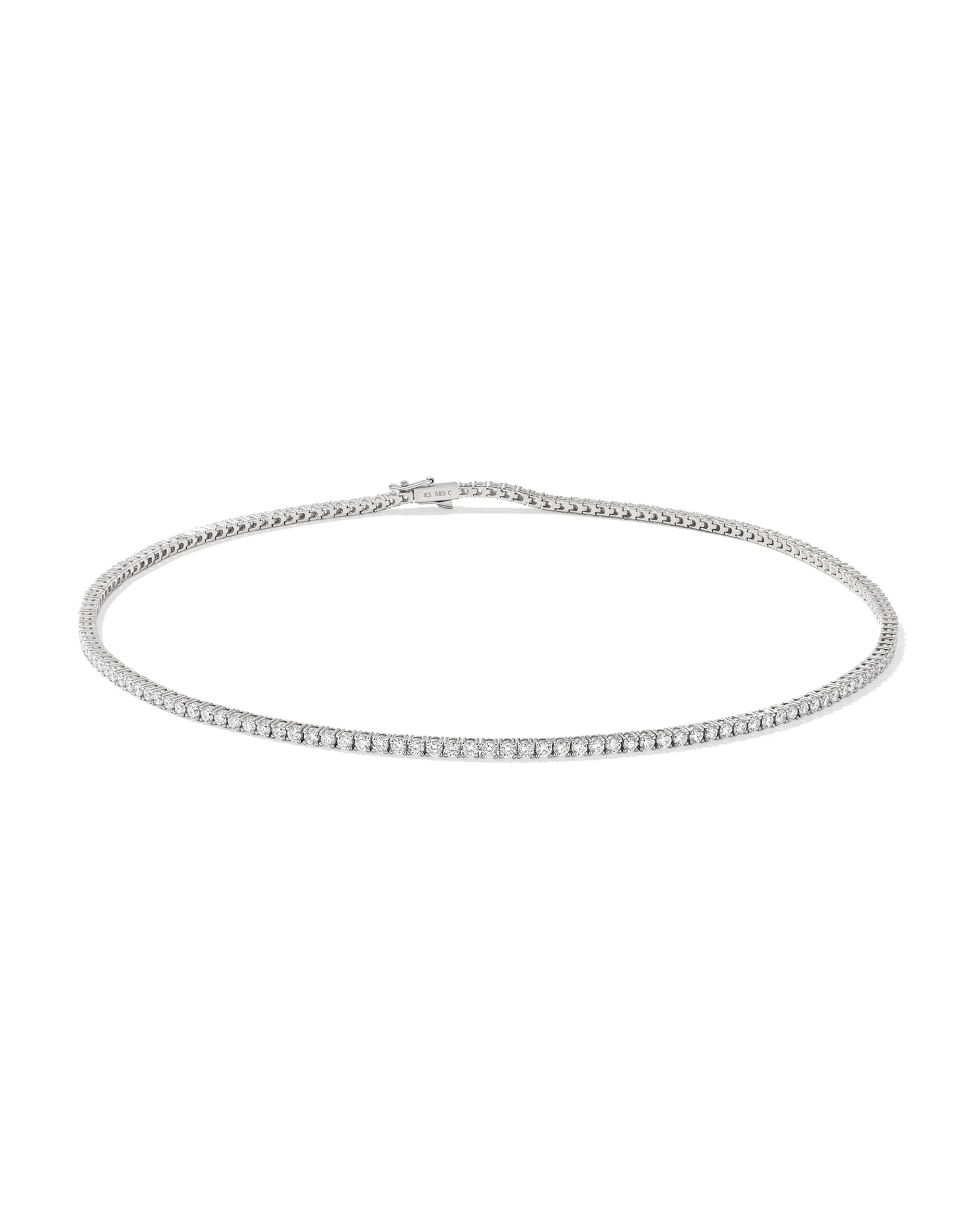 7.95 ct Lab Grown White Diamond Tennis Necklace in 14k White Gold - 1