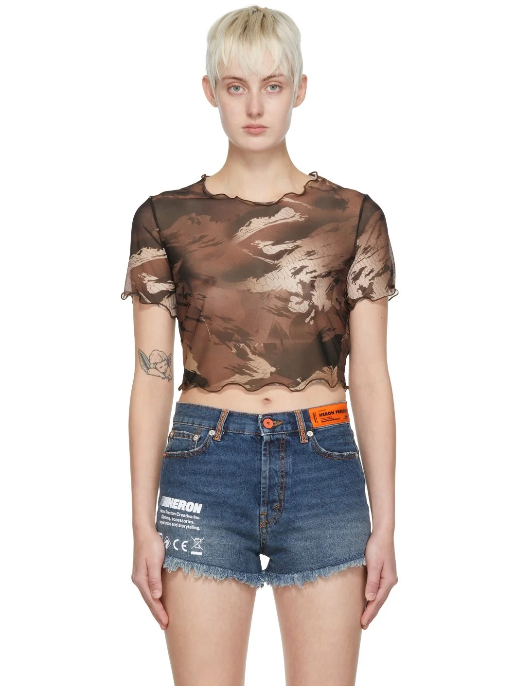 Brown Nylon T-Shirt - 1