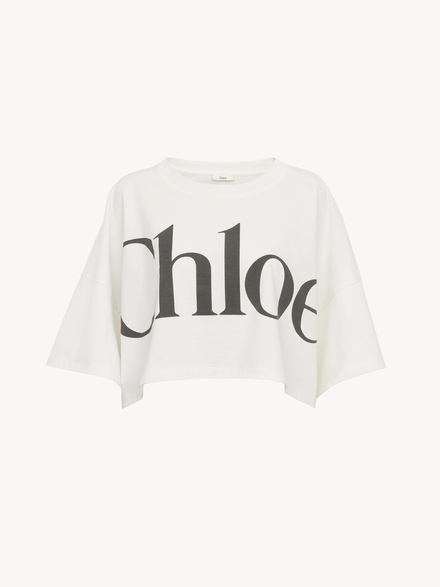 Chloé CROPPED BOXY LOGO T-SHIRT IN COTTON JERSEY | REVERSIBLE