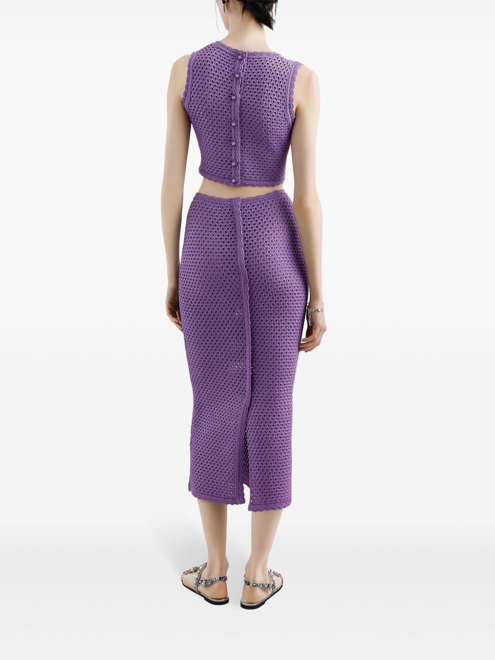 crochet-knit midi skirt - 3