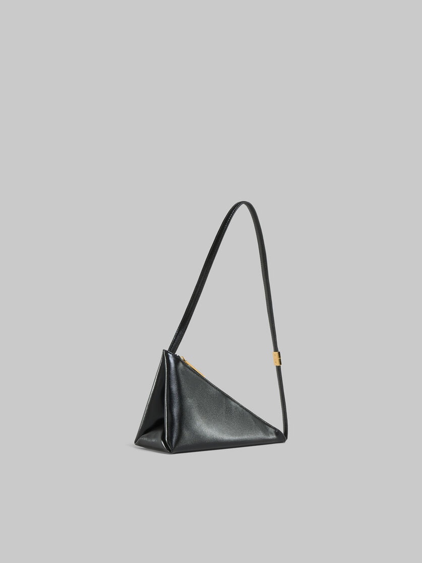 BLACK LEATHER PRISMA TRIANGLE CROSSBODY BAG - 5