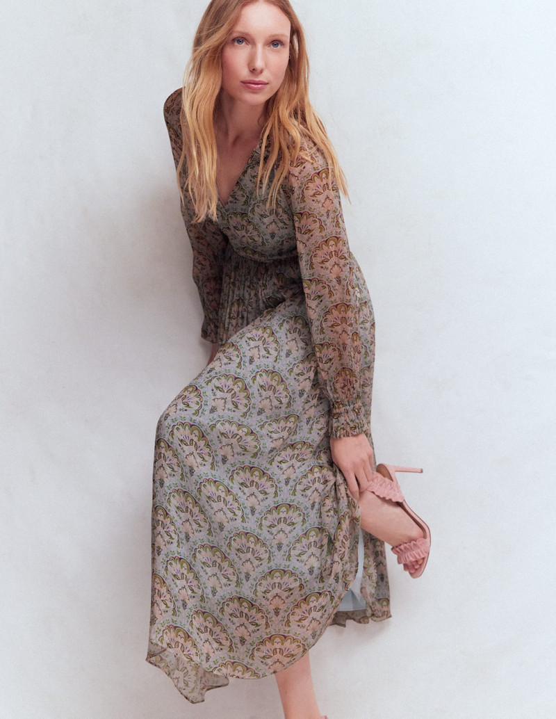 Romantic Ruffle Neck Dress-Multi Paradise Gardens 8