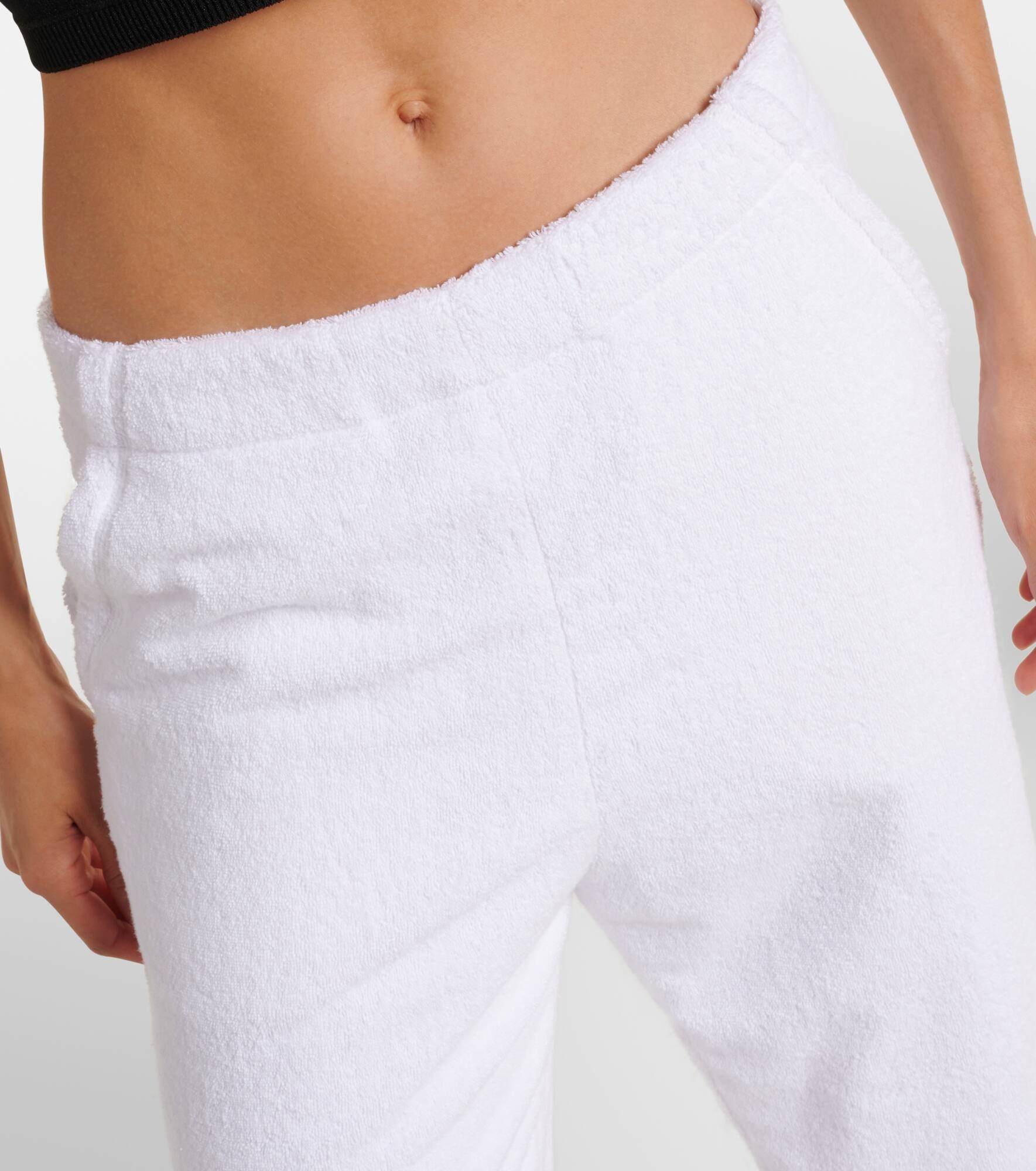 Low-rise cotton terry straight pants - 4