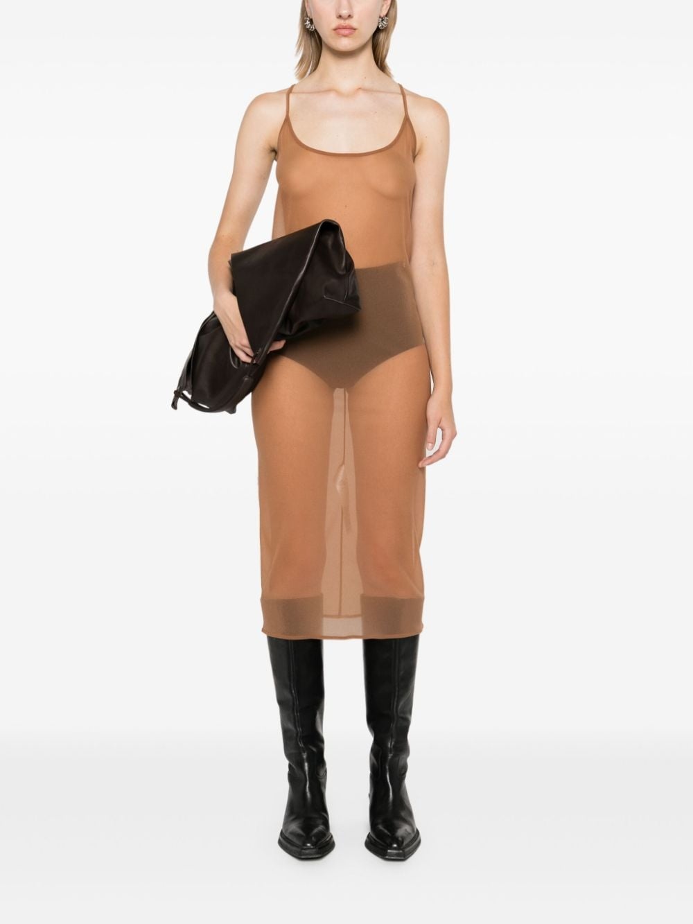 semi-sheer midi dress - 2