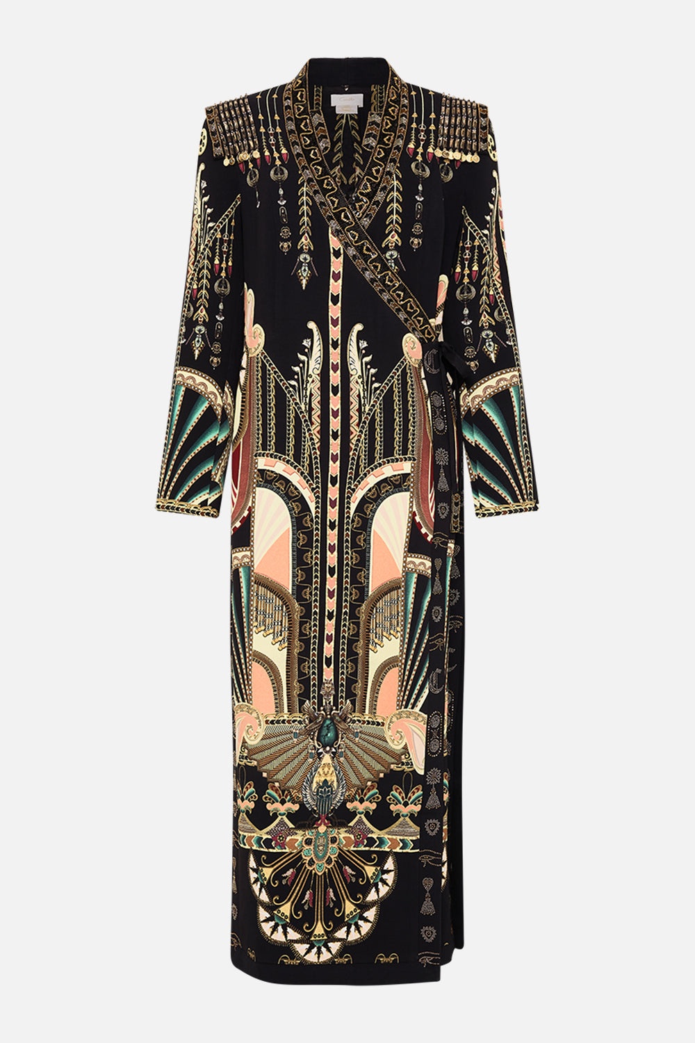 HAND EMBELLISHED CROSS OVER COAT - 1