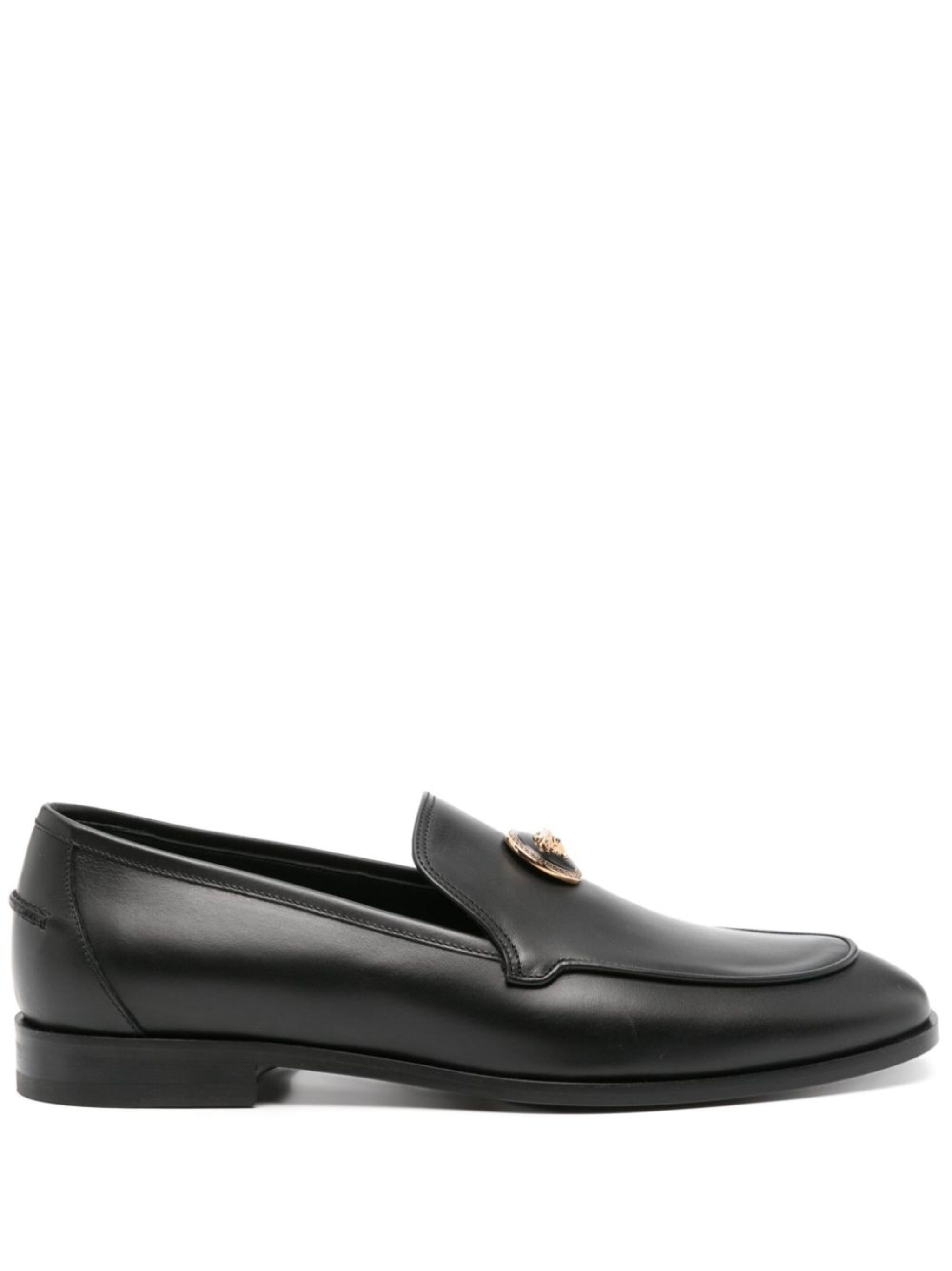 Medusa-plaque leather loafers - 1