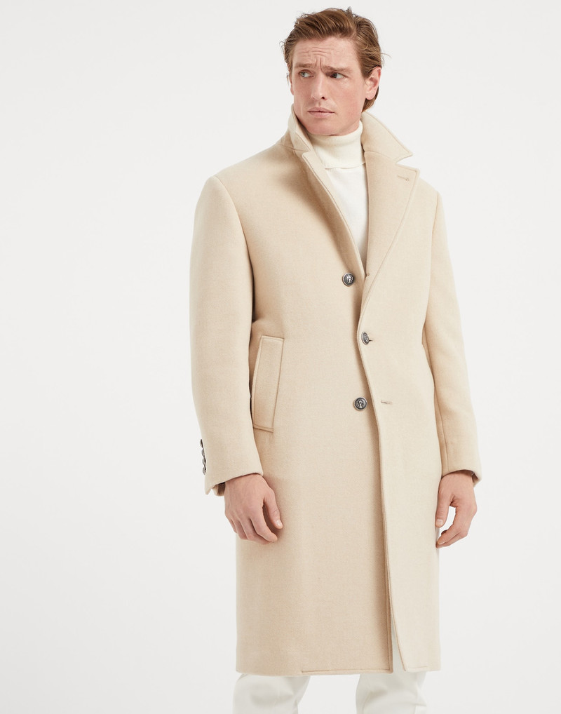 Camel double cloth coat with metal buttons 1