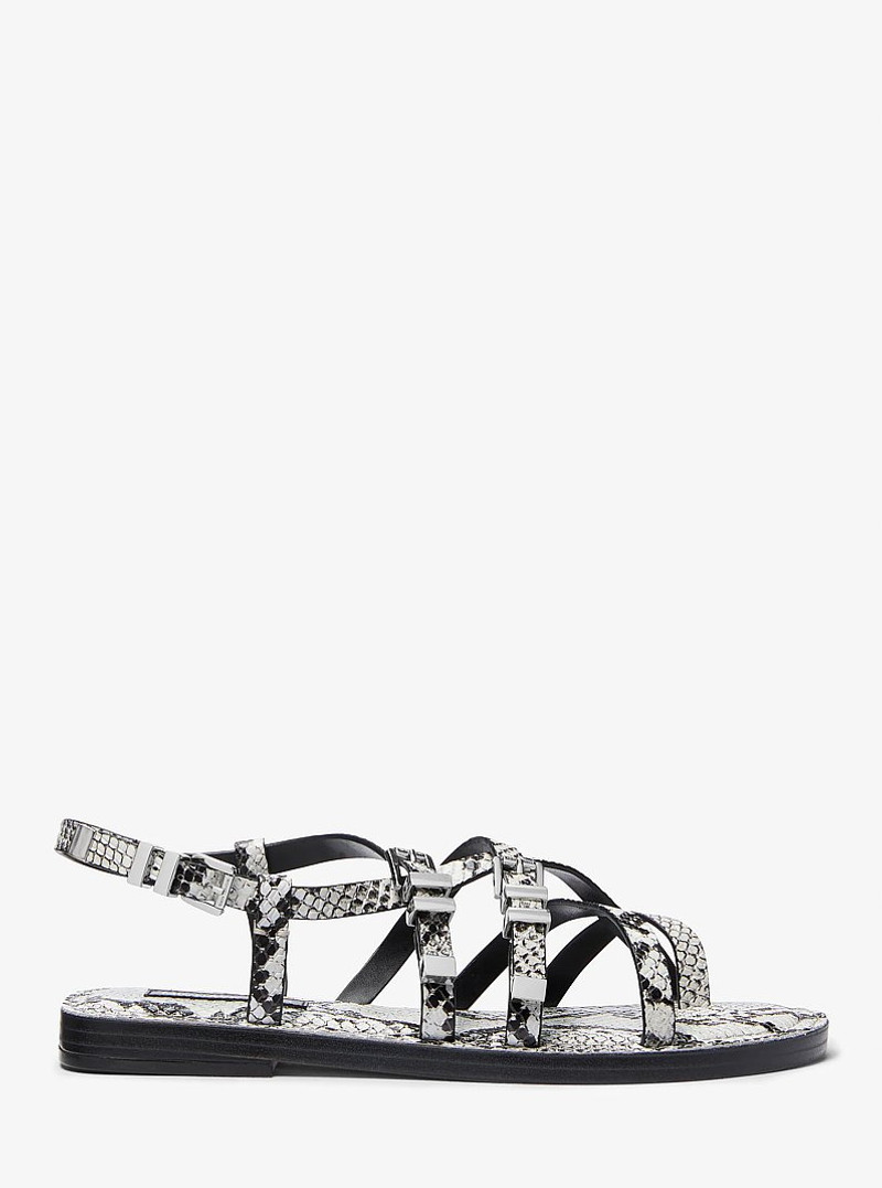 Darrington Snake Embossed Leather Sandal 1