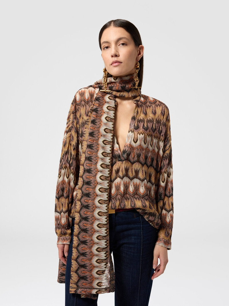 Viscose lamé stole with arabesque motif 3