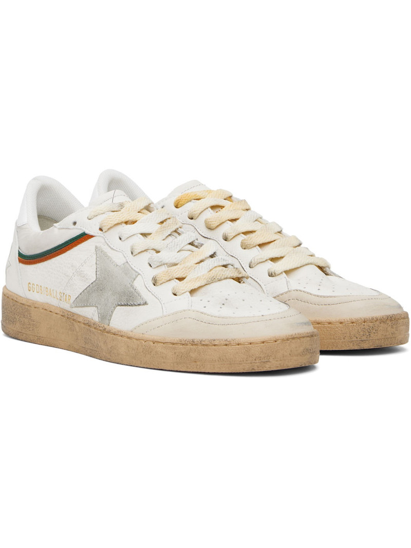 White & Beige Ball Star Sneakers 4