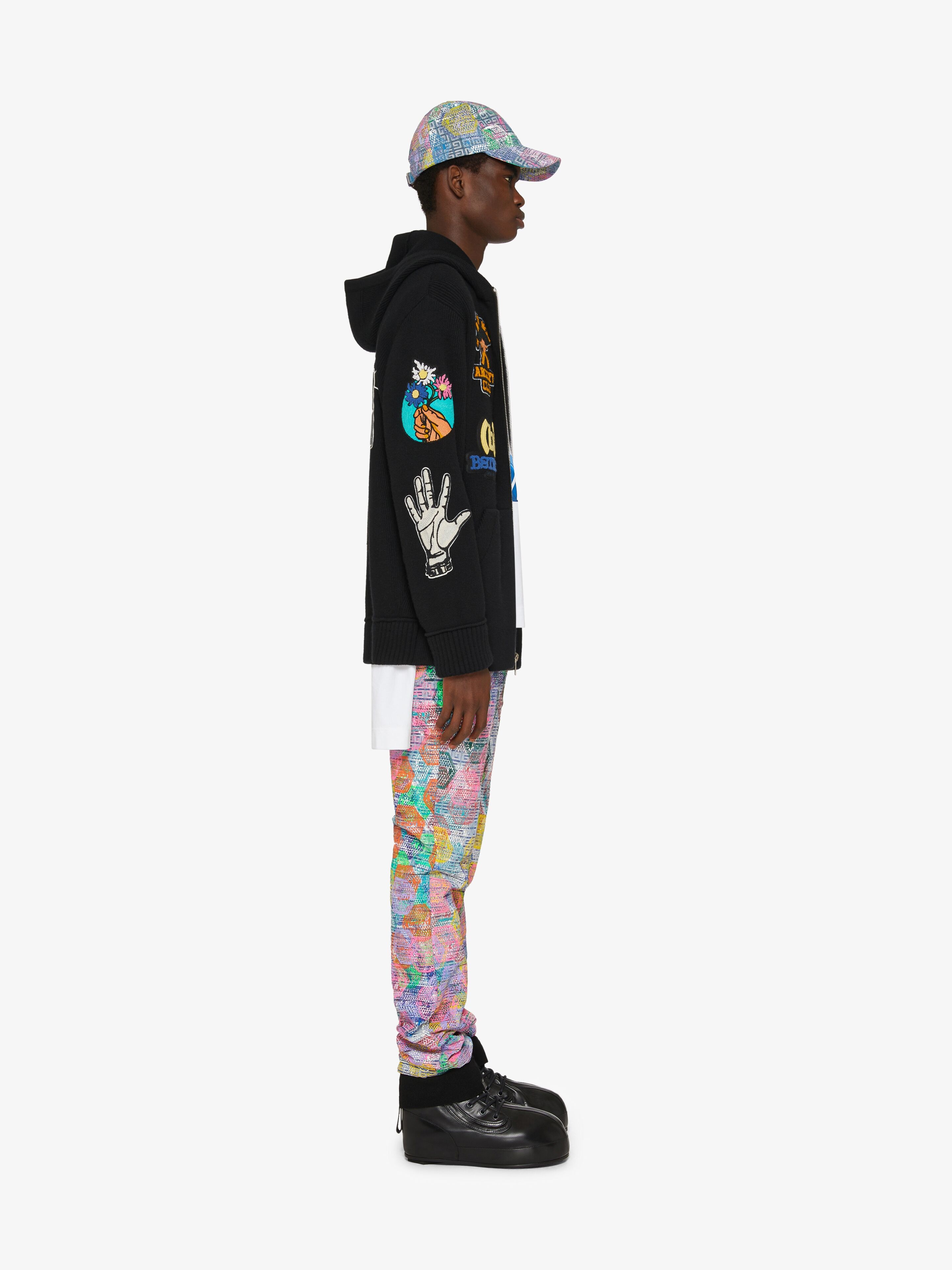 STRAIGHT FIT JEANS IN 4G DENIM WITH ALL-OVER PATCH PRINT - 3