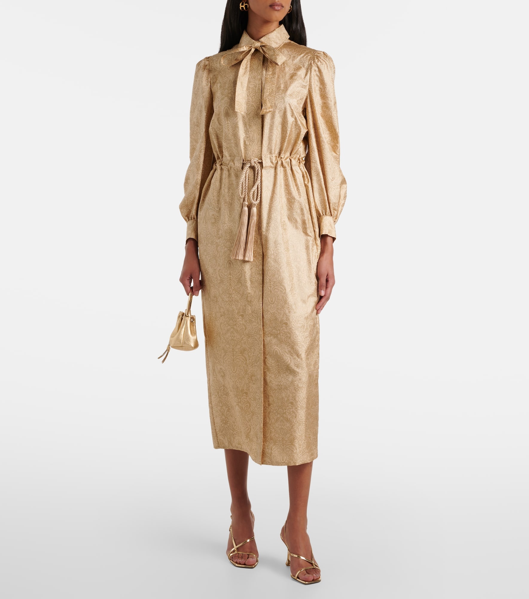 Ape belted silk twill maxi dress - 2