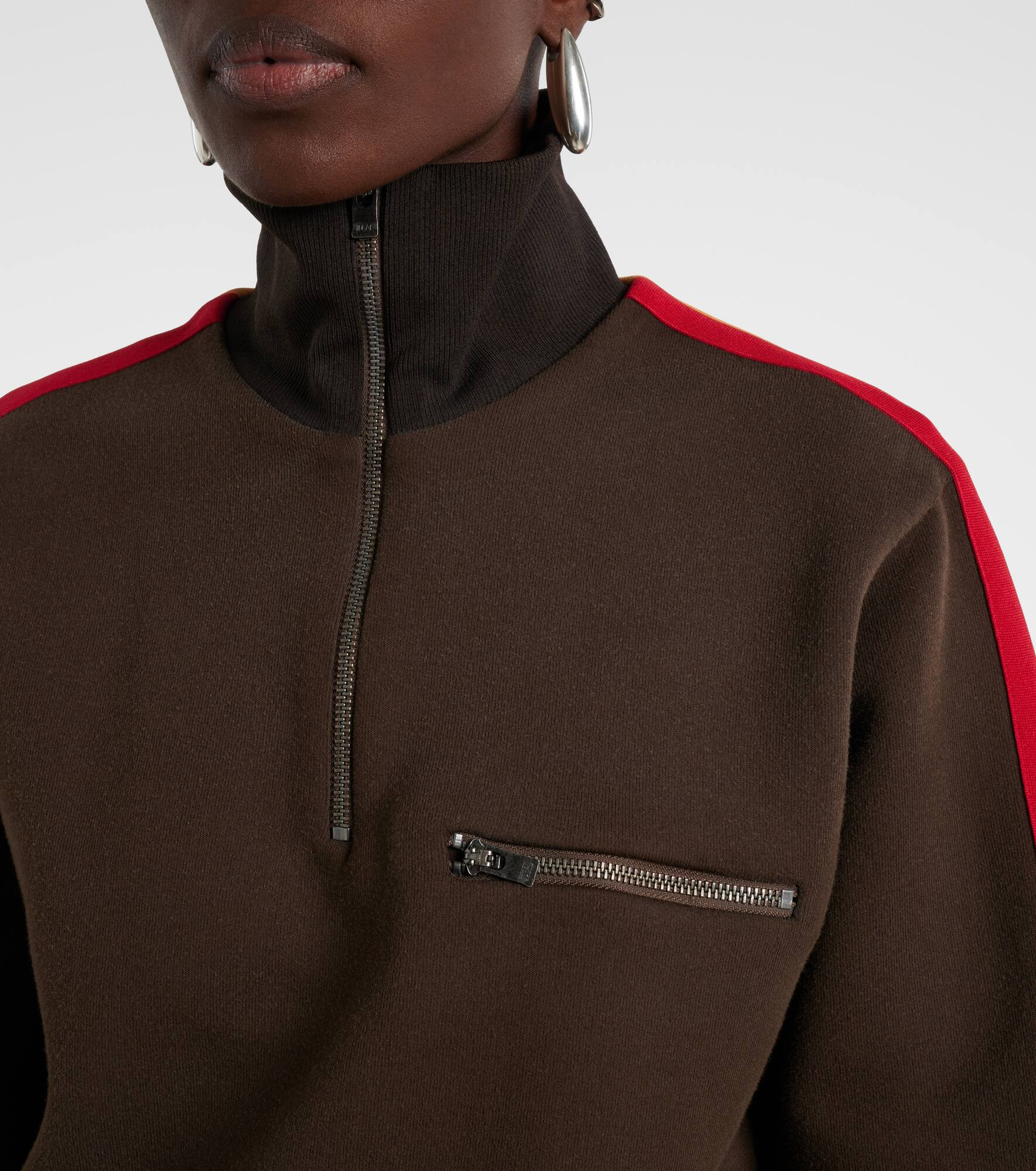 Cotton-blend jersey half-zip sweater - 4