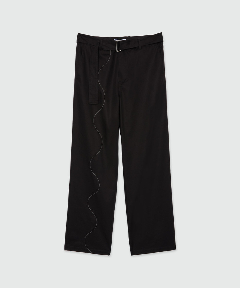 Black gabardine trousers with Wave embroidery 1