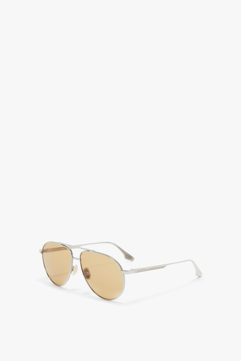 Victoria Beckham V Metal Pilot Sunglasses In Silver-Brown outlook