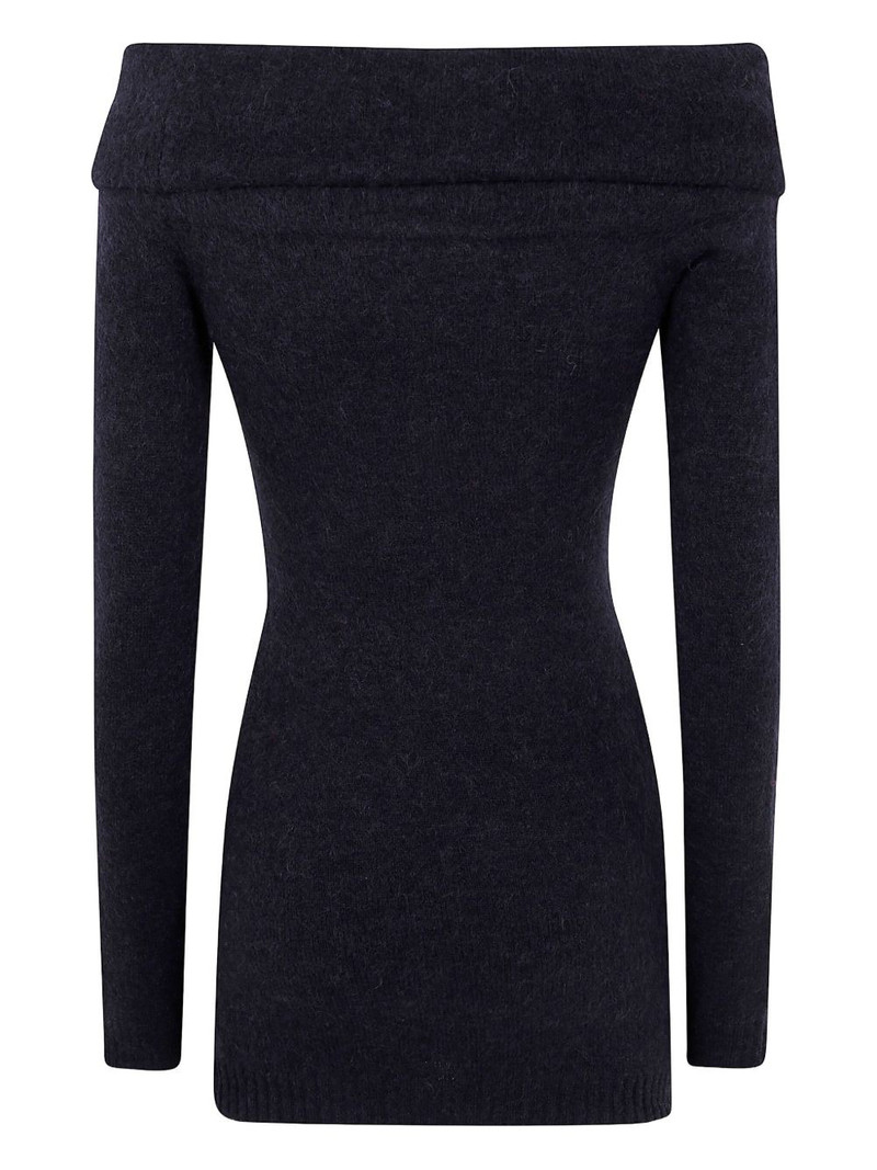 Blumarine off-shoulder flower-embellished dress outlook