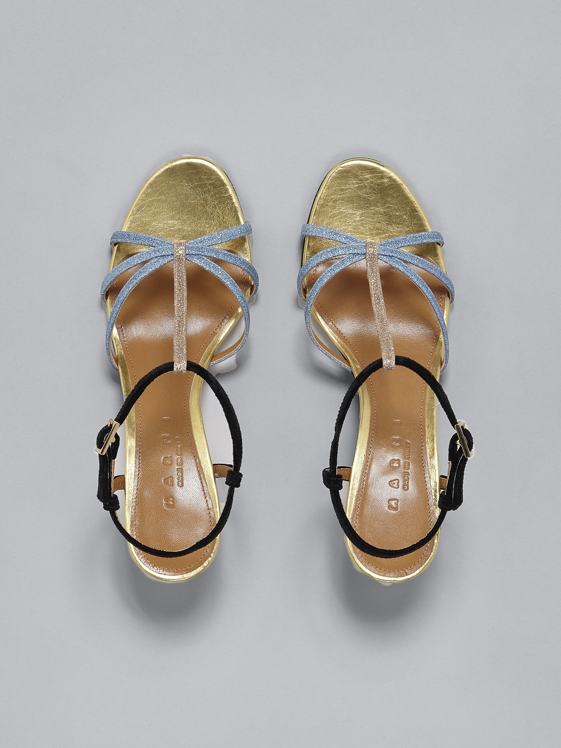 GLITTER FABRIC AND VELVET SANDAL - 4