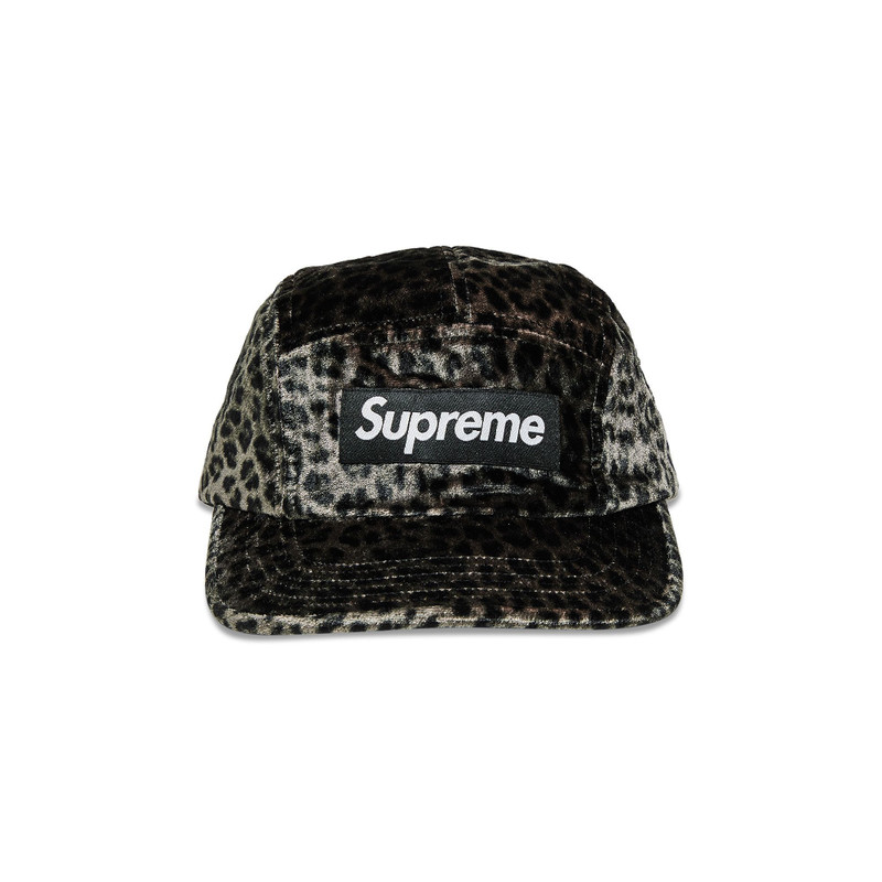 Supreme Leopard Velvet Camp Cap 'Black' - 1