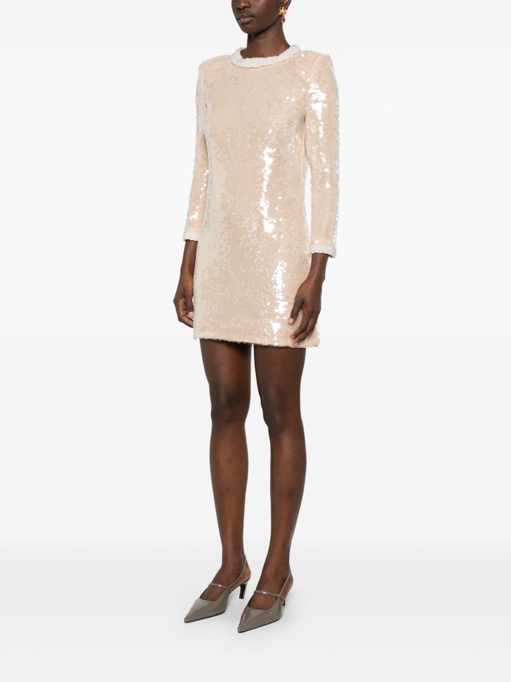 sequin pearl-trim mini dress - 3
