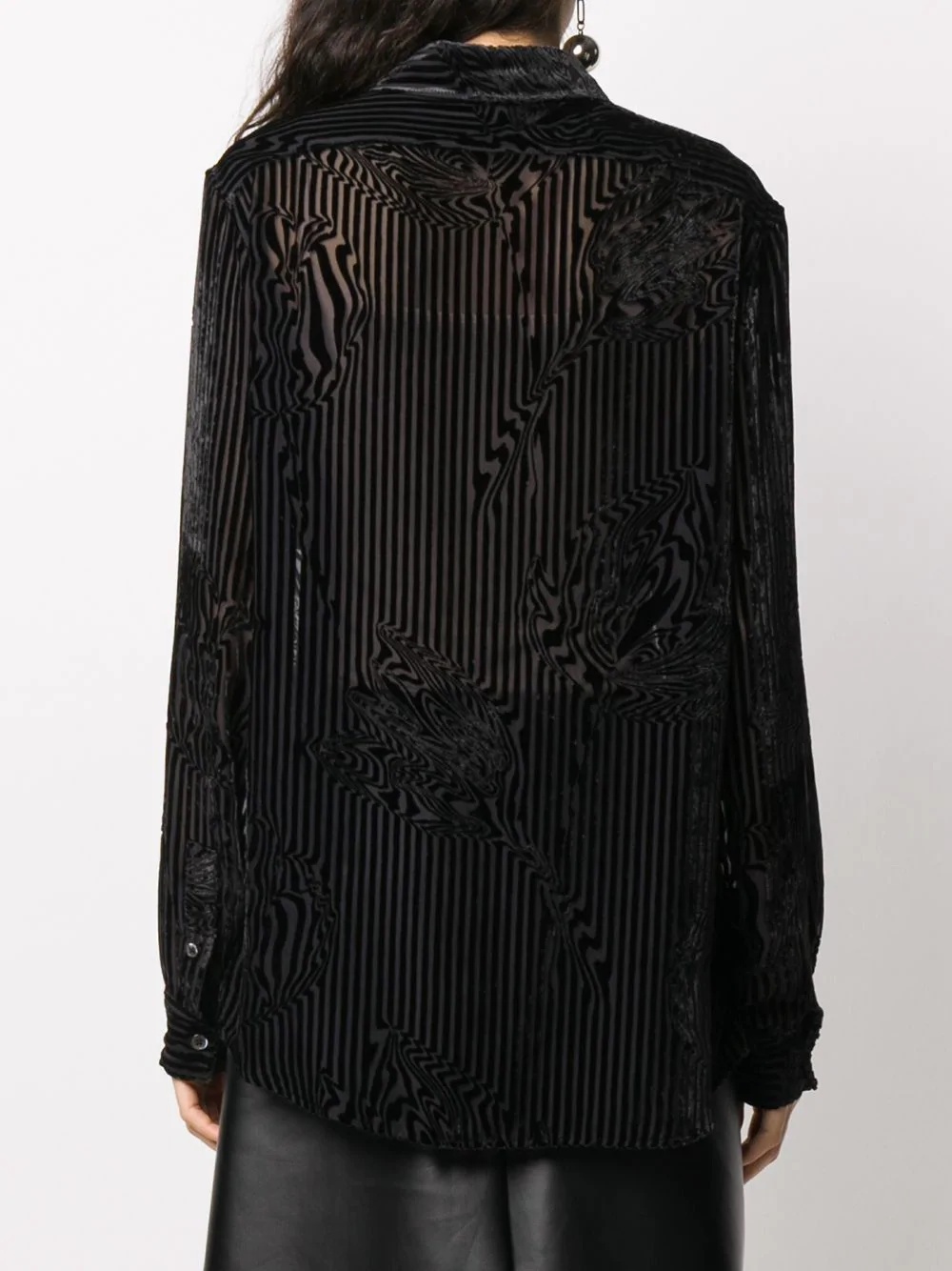 velvet stripe long-sleeve shirt - 4