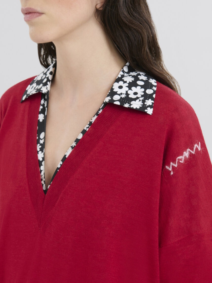 OVERSIZE SILK AND WOOL BLEND JUMPER WITH MARNI SYMBOL - 4
