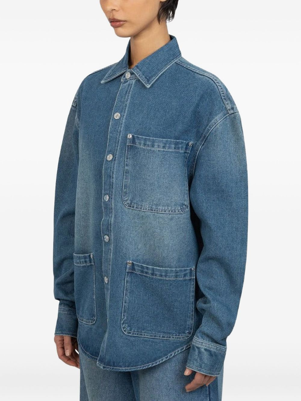 patch-pockets denim shirt - 2