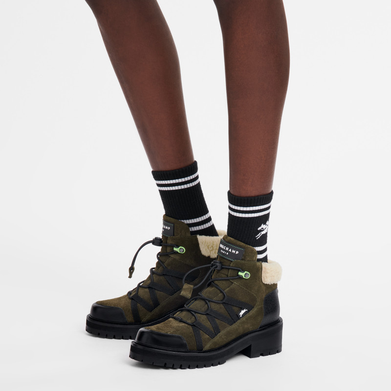 Longchamp La Baroudeuse Low Boots Khaki - Leather outlook