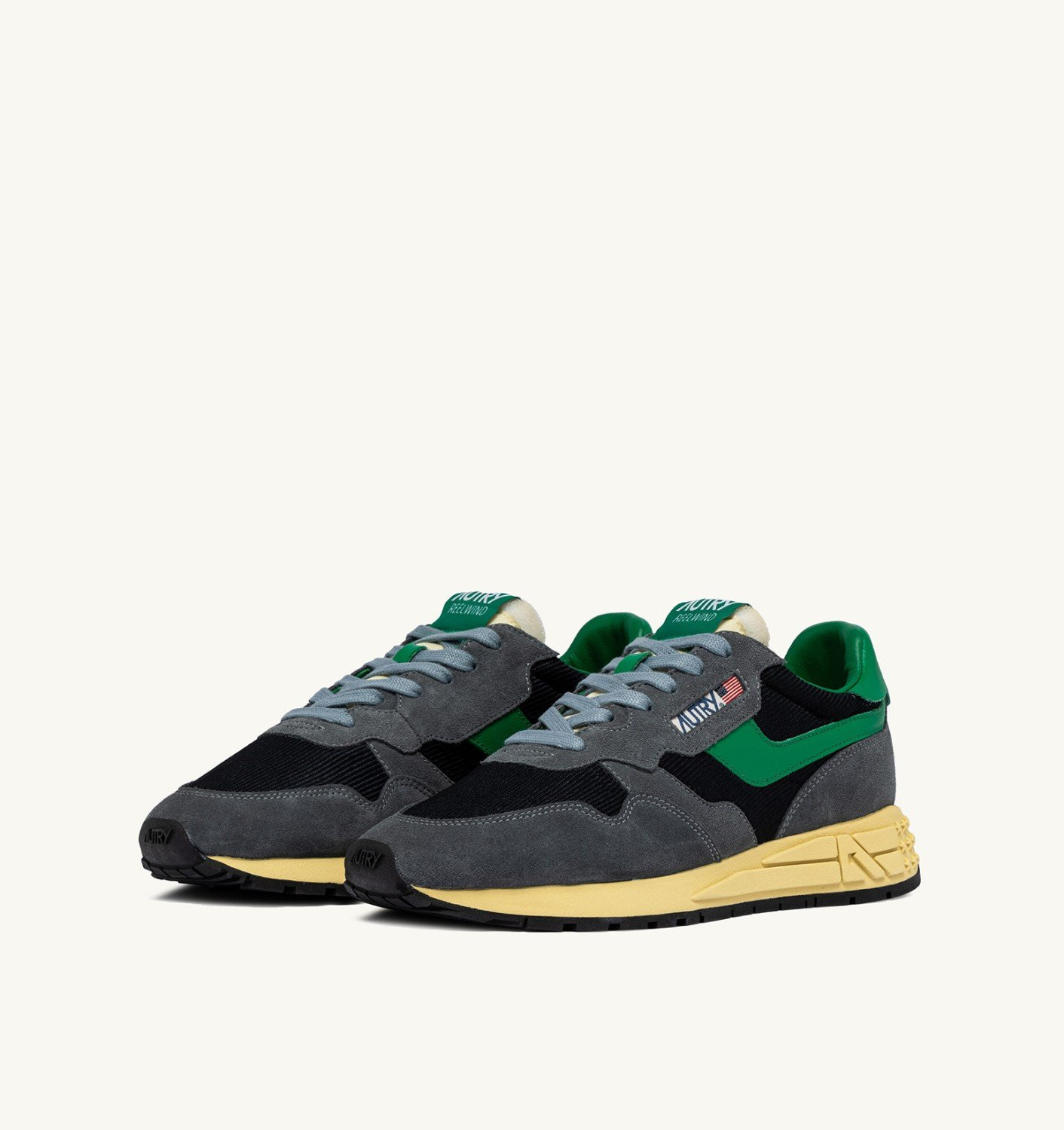 REELWIND LOW SNEAKERS IN PEAT AND GREEN TAMBURINE SUEDE AND MESH - 3