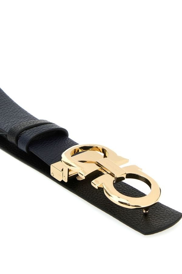 Midnight blue leather reversible belt - 4