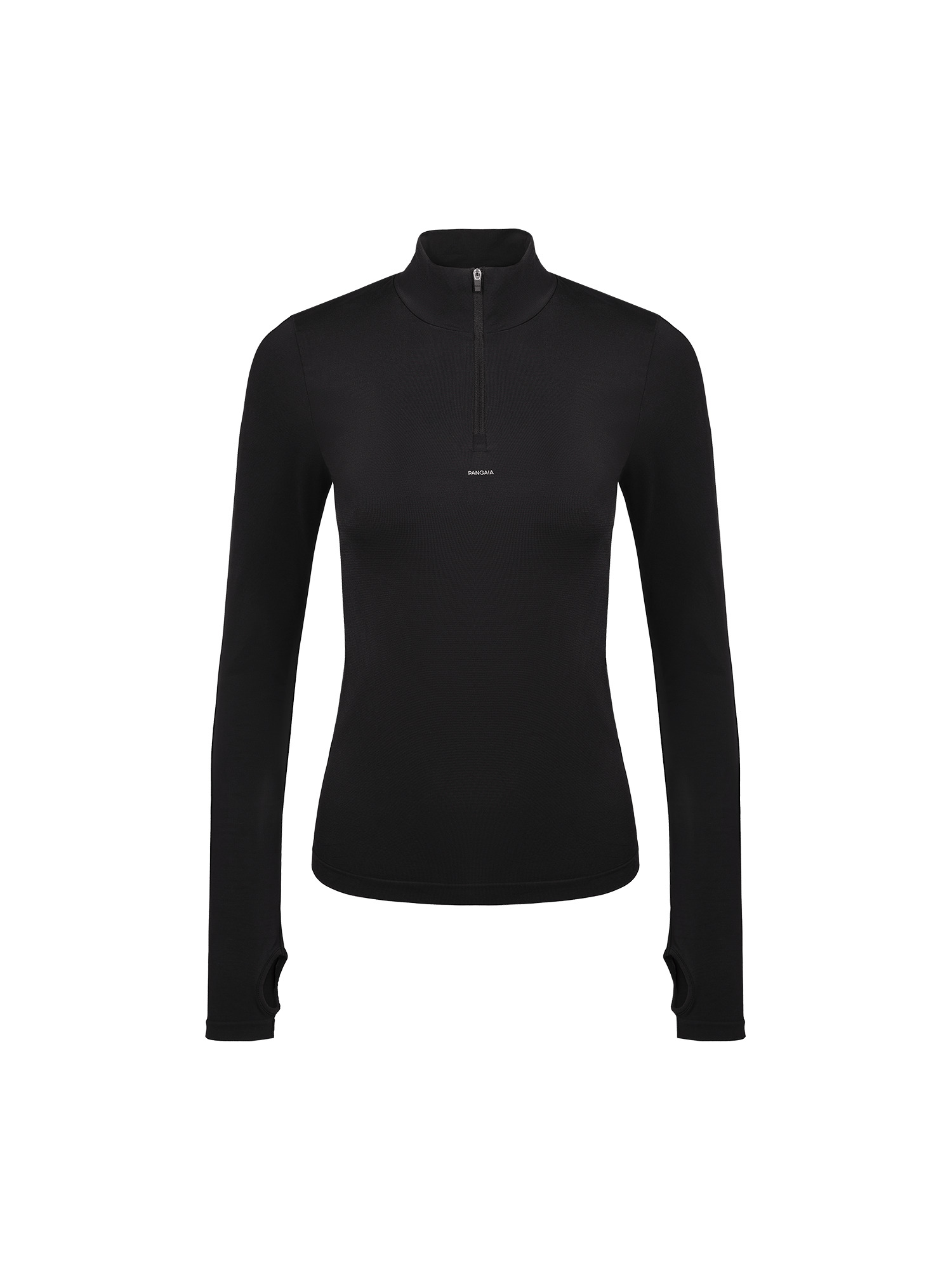 Women's Plant-Stretch Zipped Long Sleeve Top - Black - 1