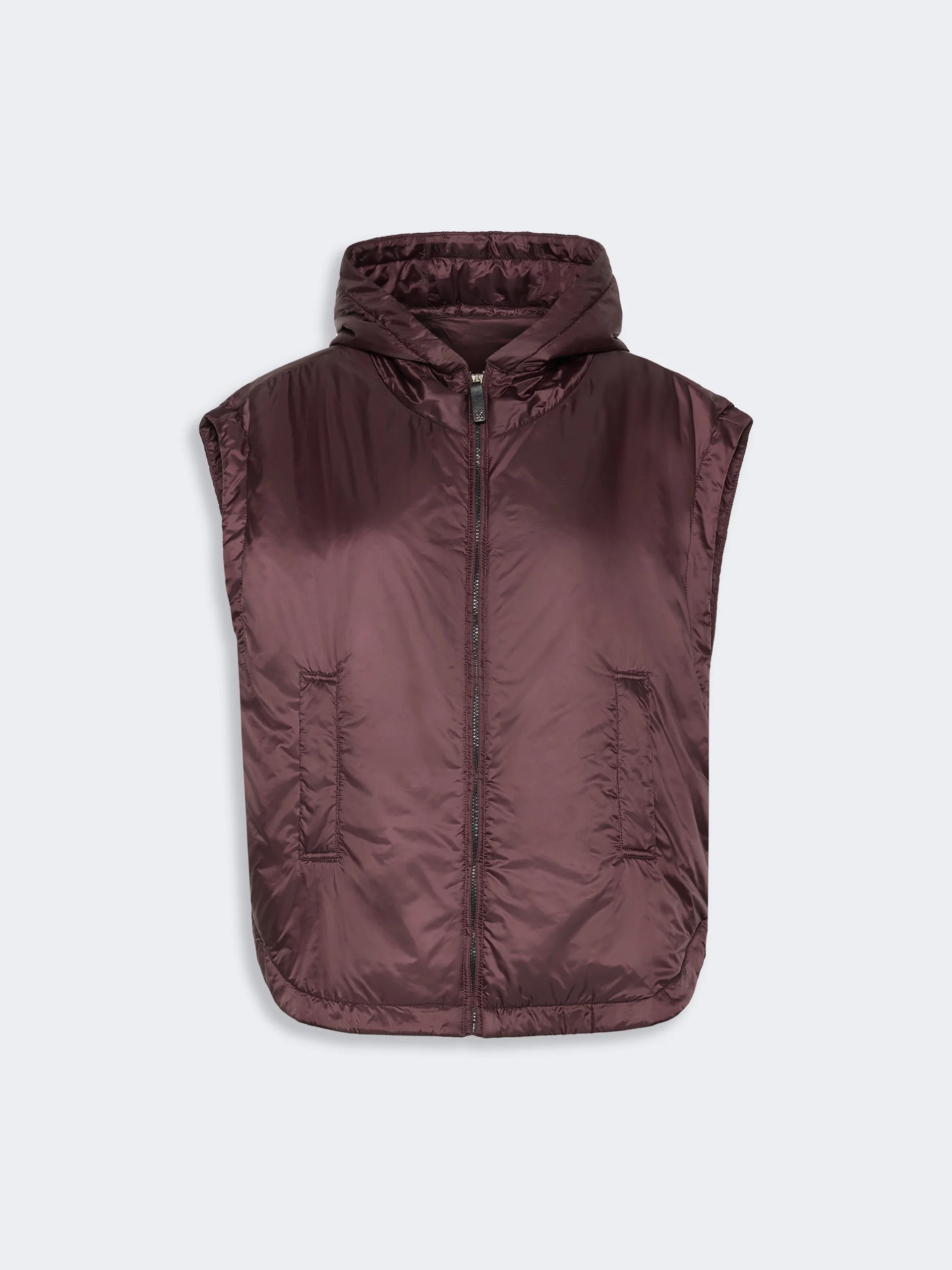 AMBRA Padded, hooded gilet in water-repellent canvas - BORDEAUX - 1