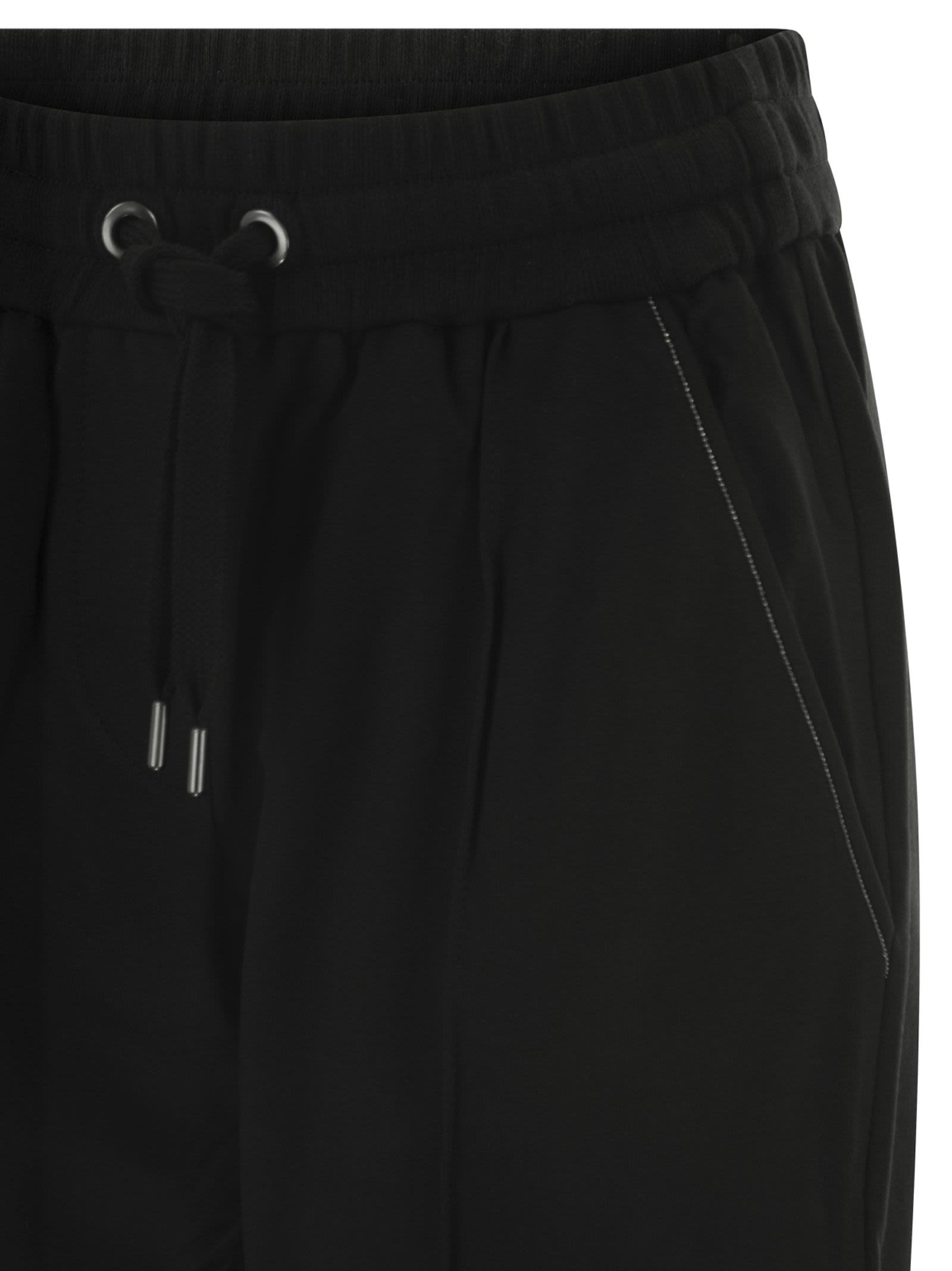 Brunello Cucinelli Women Track Trousers In Lightweight Stretch Cotton Fleece With Moniline - 4