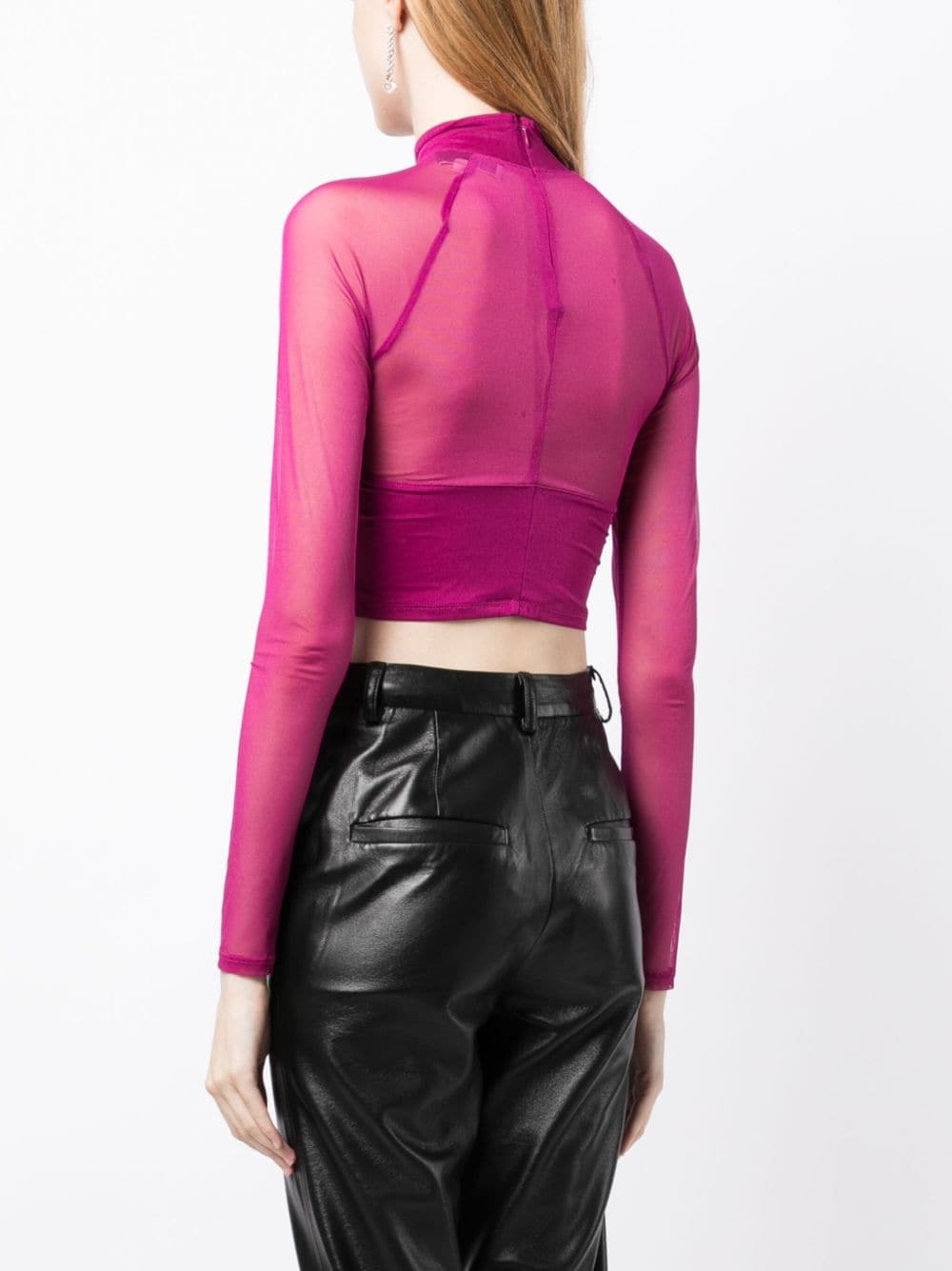 mesh mock-neck crop top - 4