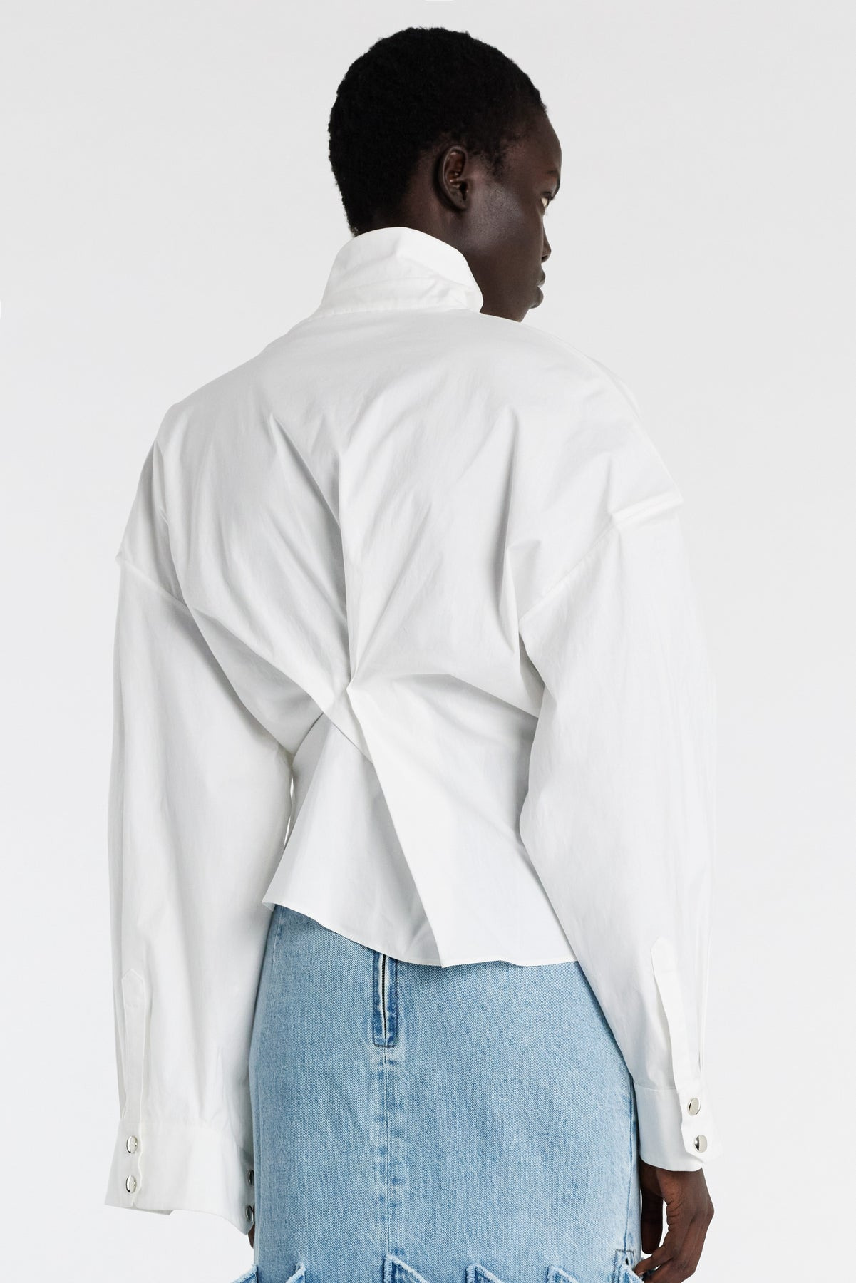 ASYMMETRIC COLLAR SHIRT WHITE - 2