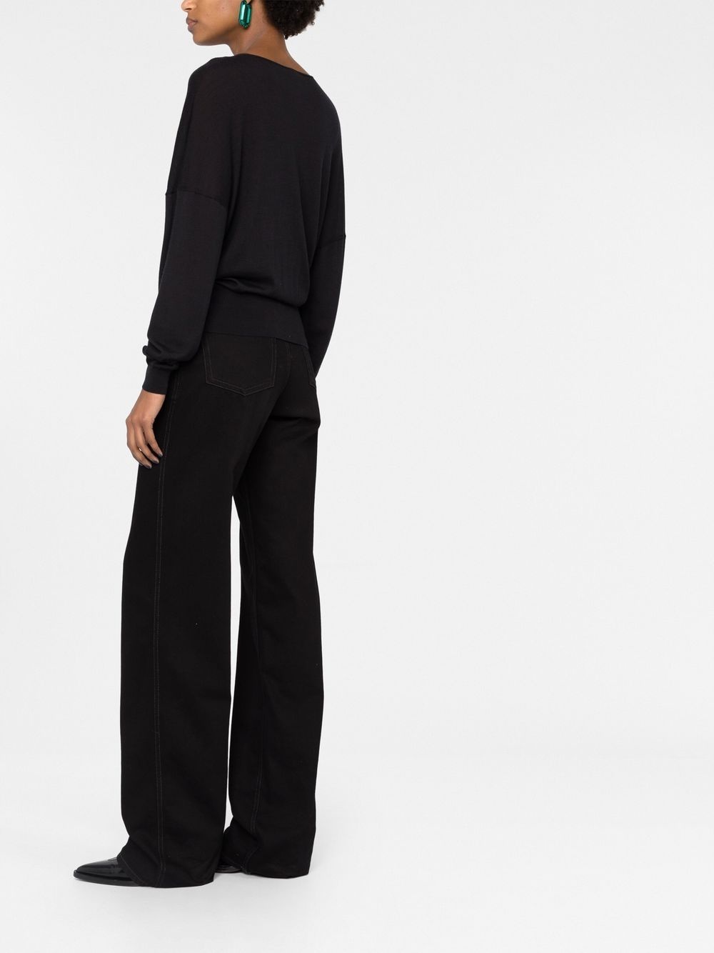 plunging V-neck knit top - 6