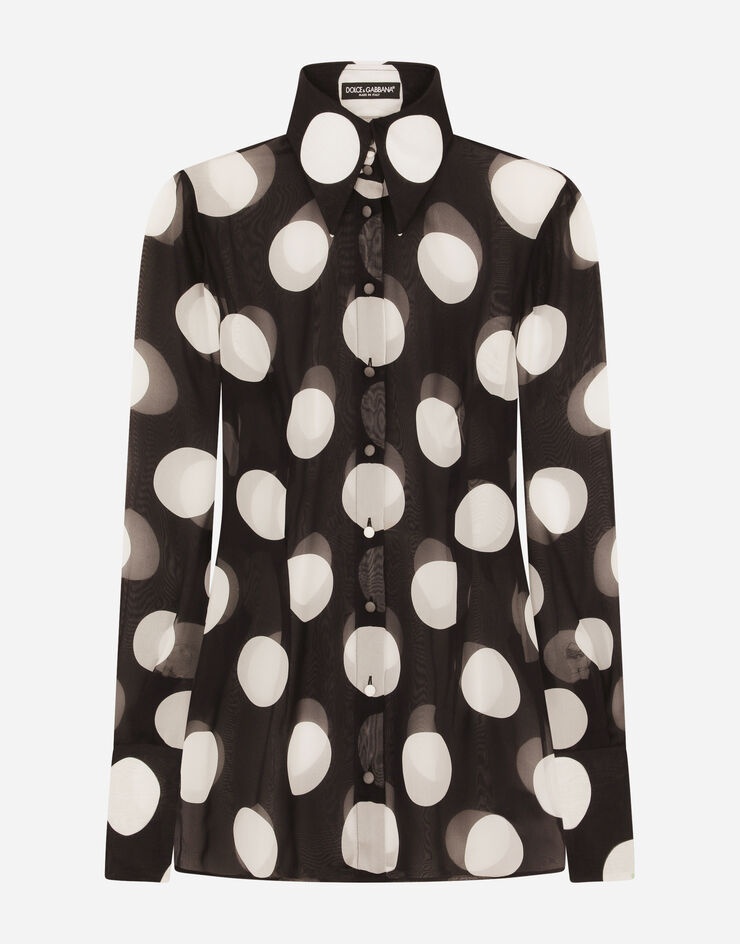 Chiffon shirt with polka-dot print - 3