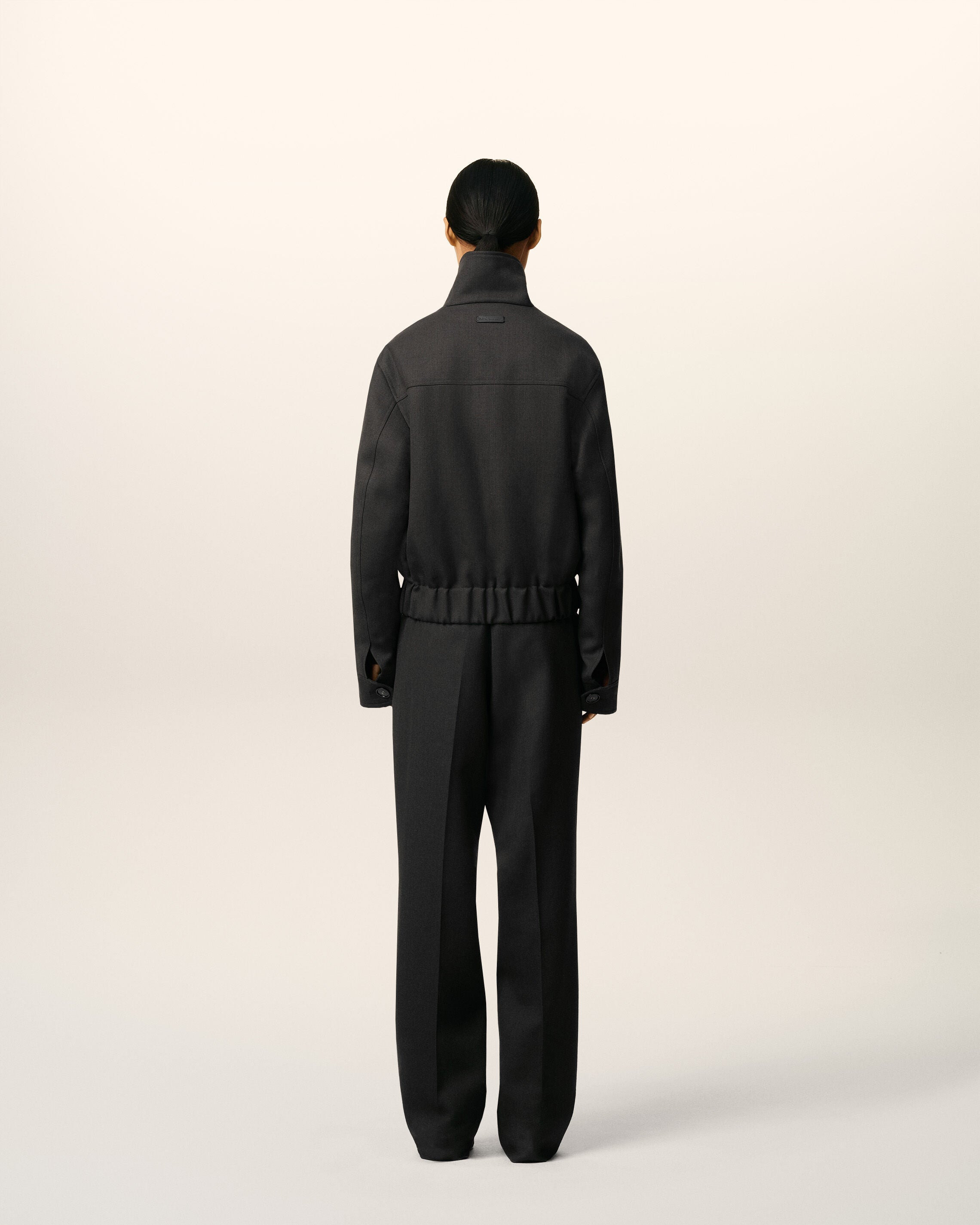 BLACK WOOL HARRINGTON JACKET - 5