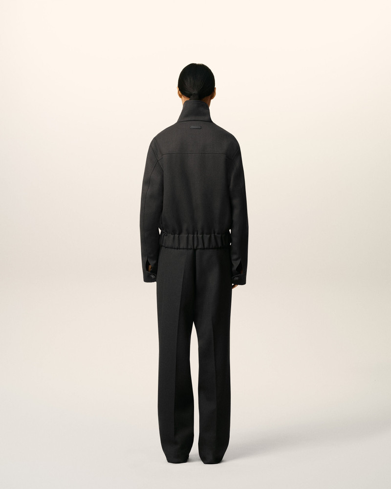 BLACK WOOL HARRINGTON JACKET 5