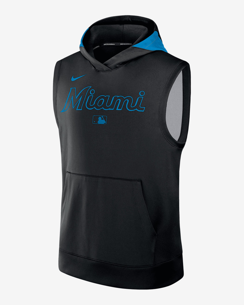 Miami Marlins Authentic Collection Men’s Nike Dri-FIT MLB Sleeveless Pullover Hoodie 1
