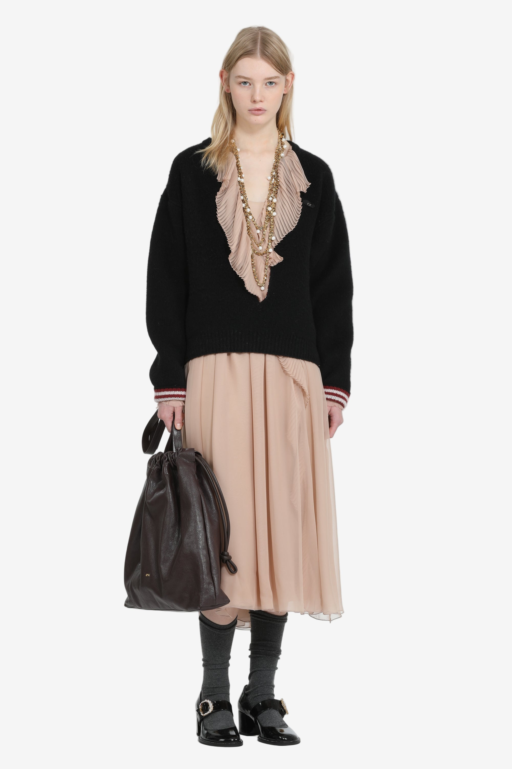 DEEP-NECKLINE SWEATER - 4