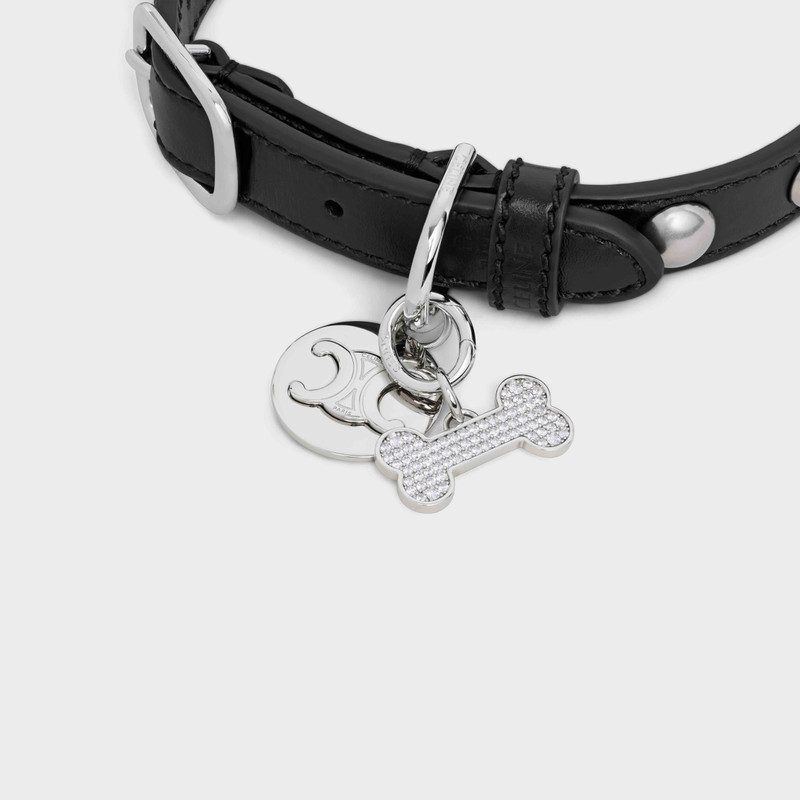 Bone strass dog medal in brass 4
