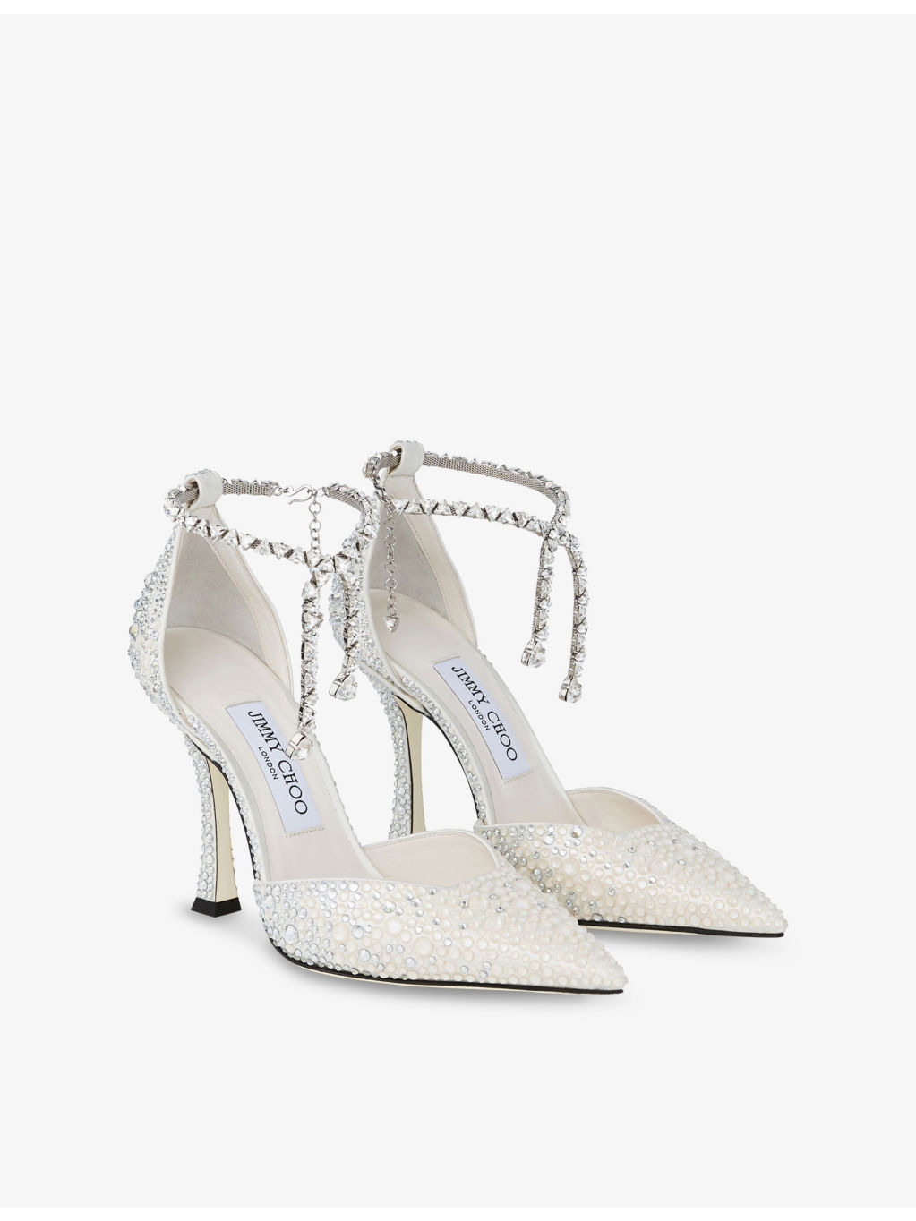 Stevie 100 Crystal-Embellished Satin Heeled Courts - 3